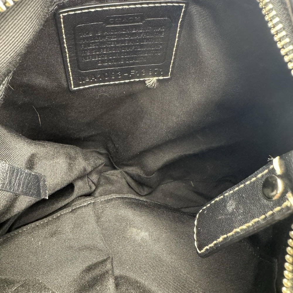 COACH Signature Hobo Shoulder Bag Turn Lock Leather Canvas Black Gray F 13971 - Picture 13 of 16